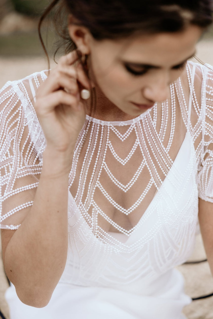 Elegant bridal shawl with soft fabric and clean drape, ideal for wedding styling in Australia